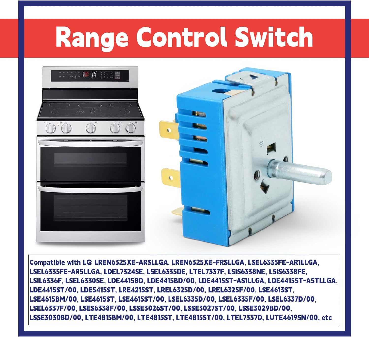 EBF62174901 Range Control Switch Rotary Compatible with LG LSE4613ST LSE4613BD LSE4615ST LSE4615BD Electric Range, Replace EBF62174906 PER001-13S T PER001-13LG T Stove Burners