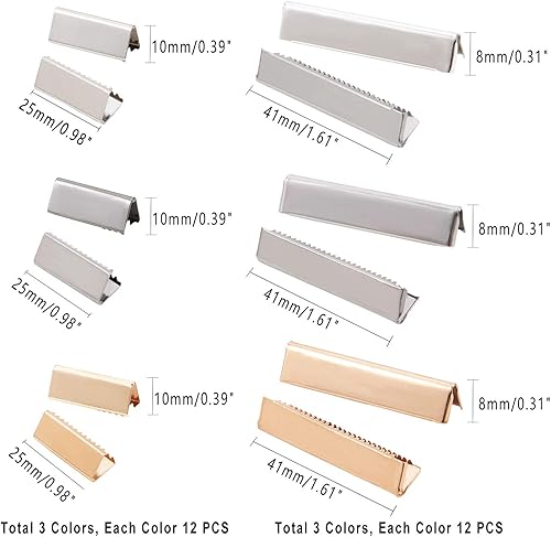 Miniatura 2 de PH PandaHall 72 piezas de 3 colores con hebilla de cinturón, puntas de cinta engarzadas para cinturón de cincha, reparación de clips de cinturón de