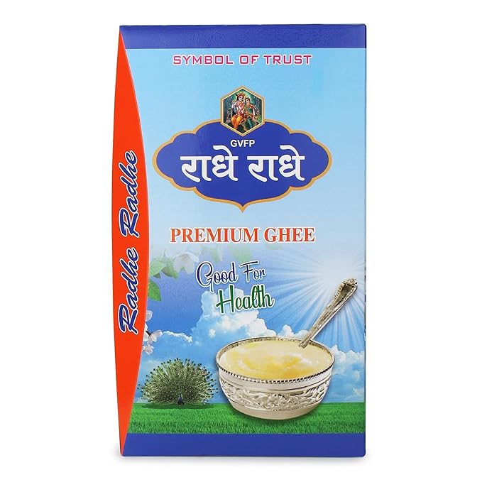 GVFP RADHE RADHE Premium Ghee 1000 mL Tetra Pack Desi Danedar Ghee| Natural Clarified Butter for Cooking, Frying, and Baking | Rich Flavor