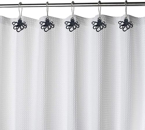 Miniatura 10 de Juego de 12 ganchos decorativos de acero inoxidable para cortina de ducha de pulpo, para el hogar, baño