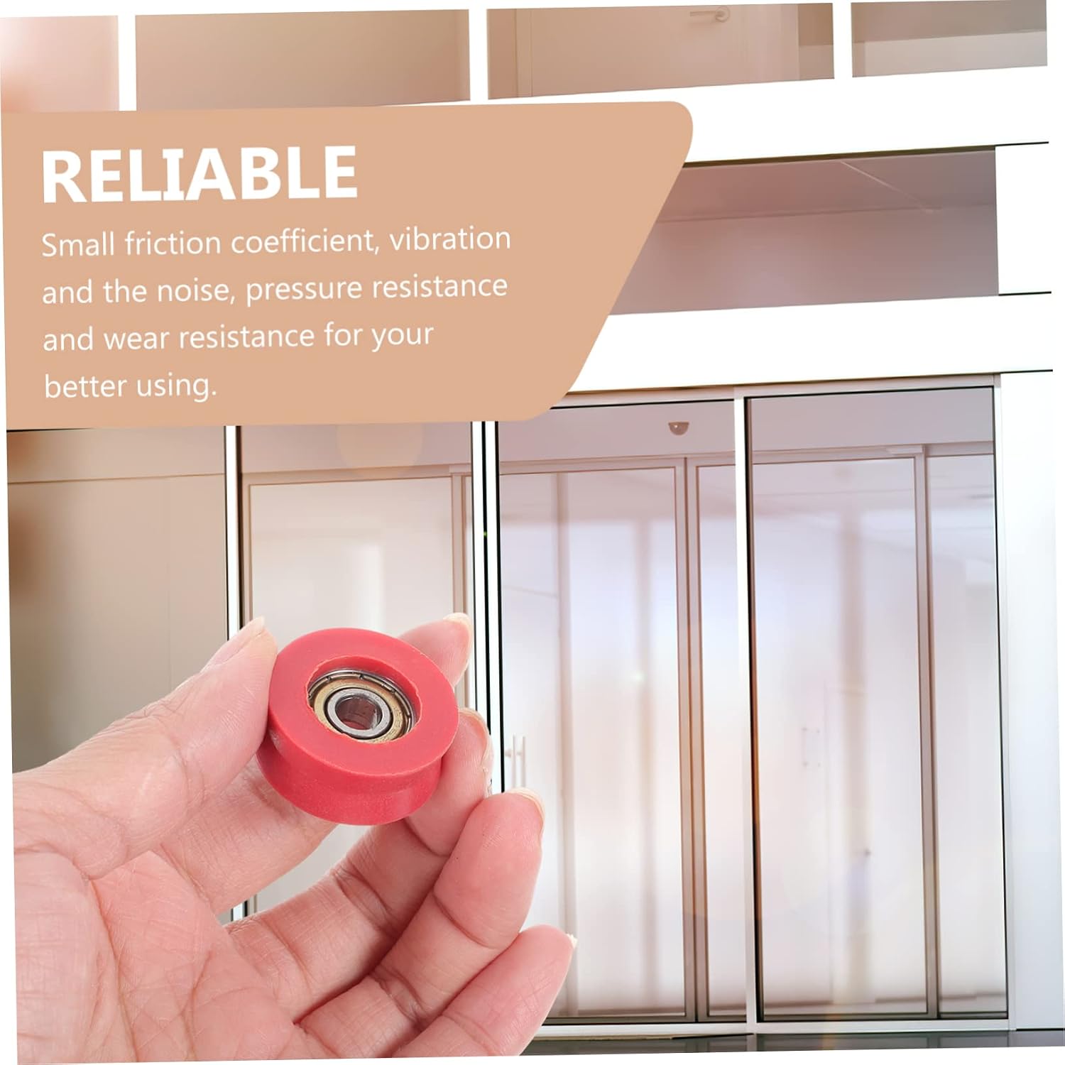 Gatuida 10pcs U Groove Roller Bearing Sliding Door Pulleys Window Door U Pulley Roller U- Groove Guide Pulley Door Accessories Cabinet Guide Red Mute White Nylon Pa6 U-shaped Sheave, 2.6X2.6X1.2CM
