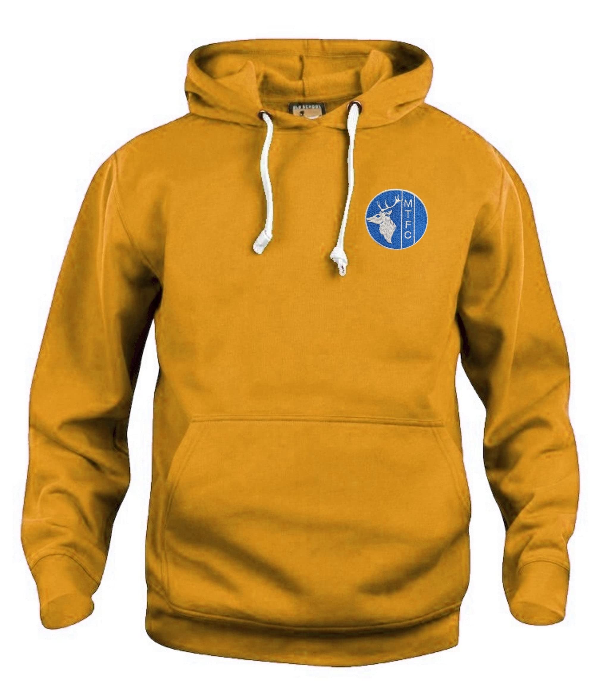 Mansfield 1970s Retro Football Hoodie Embroidered Logo Gold