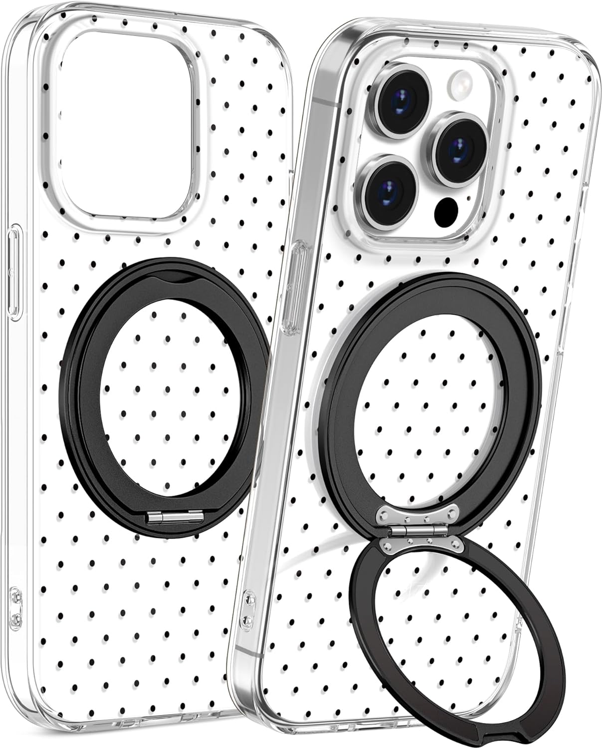 Loheckle for iPhone 13 Pro Case with Stand- Compatible with MagSafe Women Girls Cute Girly Aesthetic Unique Design Soft TPU Magnetic Ring Phone Cover for Apple 13 Pro, Polka