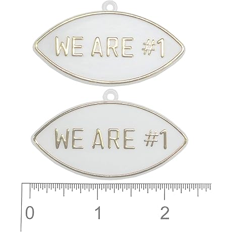 WE are #1 Charm 2.5" 2 PC. PKG. (White/Gold) Football Homecoming Mum Accessories