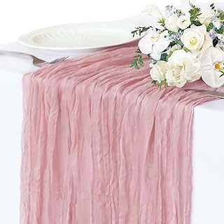 Pink Cheesecloth Table Runner, 10FT Dusty Pink Summer Boho Gauze Table R...
