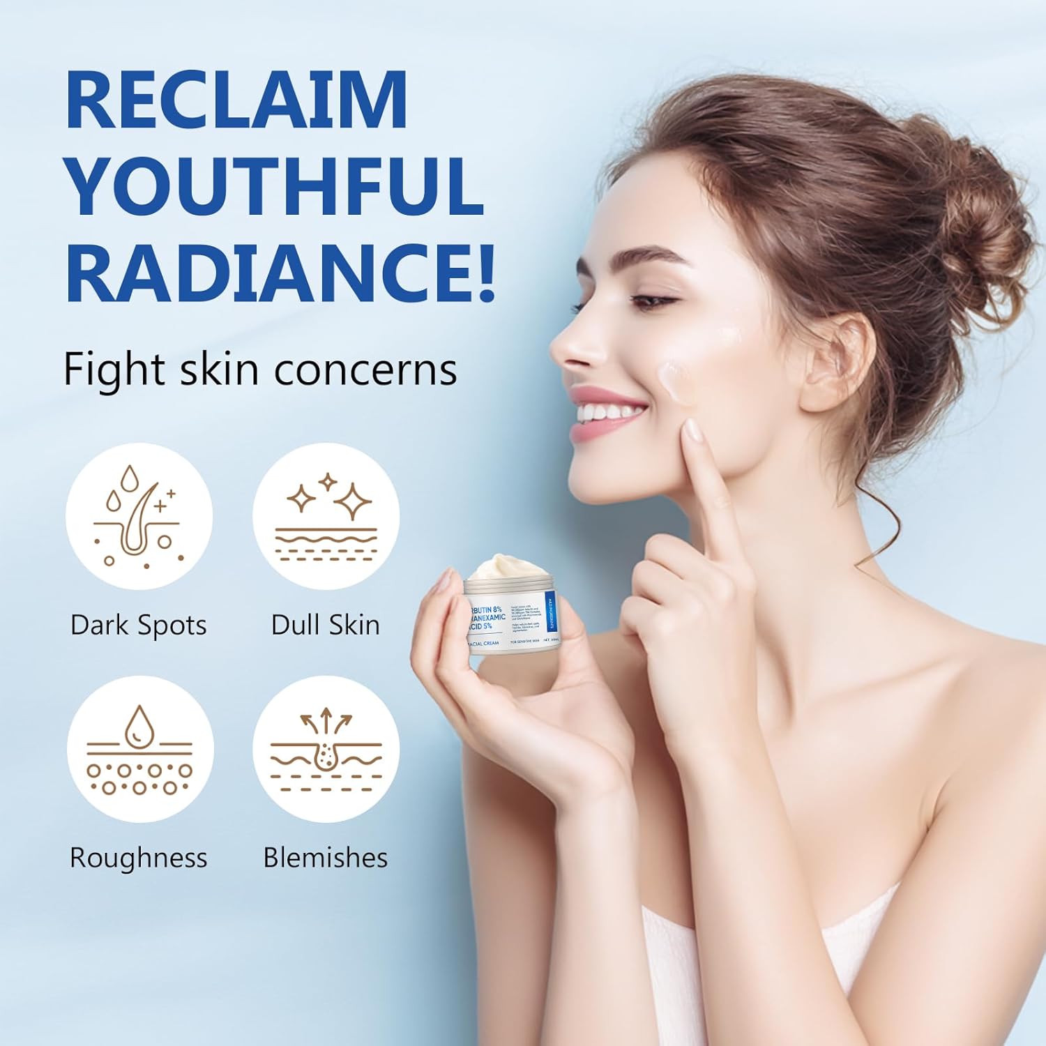 Richie House 8% Arbutin + 5% Tranexamic Acid Cream - 80,000ppm Brightening Treatment with Niacinamide & Glutathione for Dark Spots, Pigmentation & Melasma - 60ml - Image 3