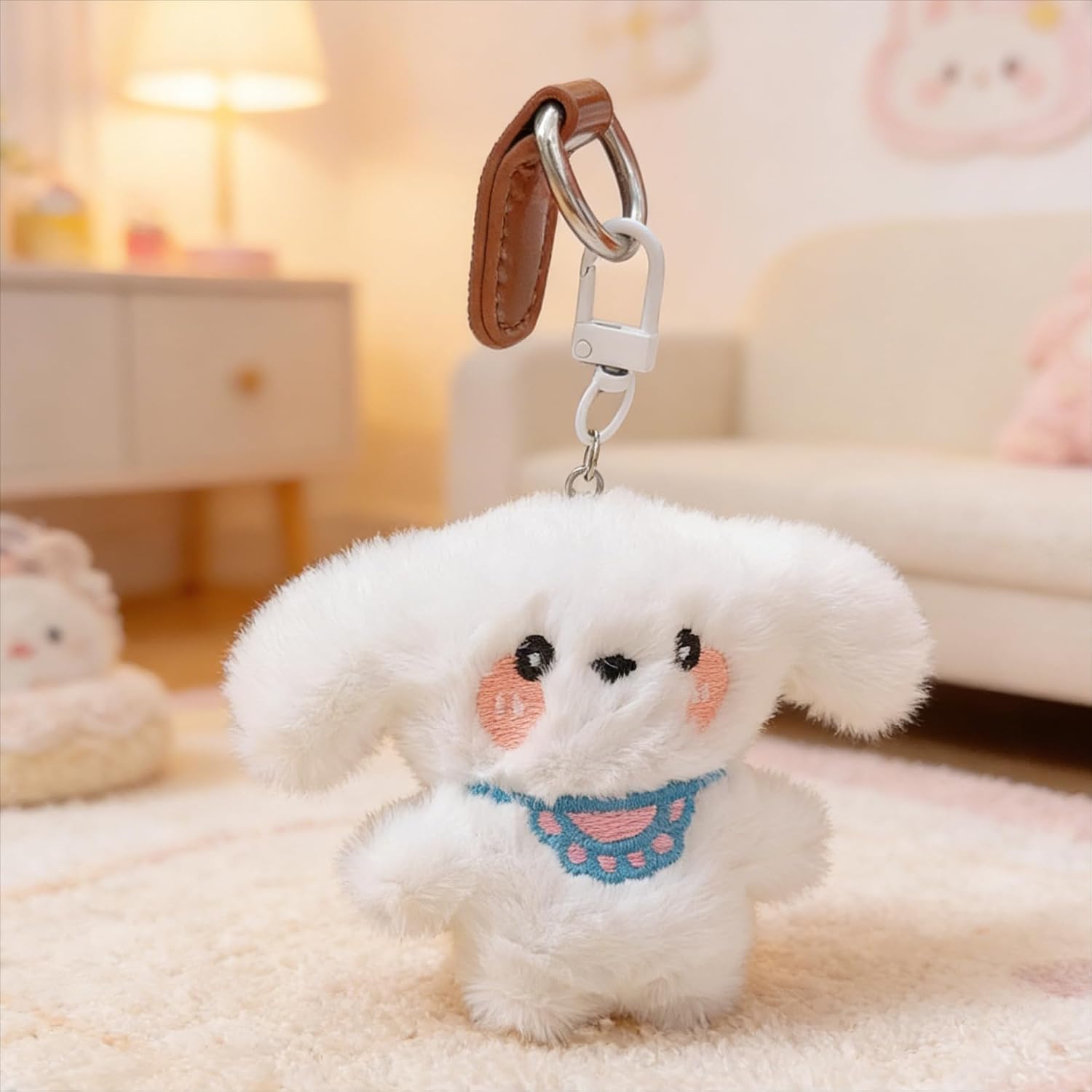 Cartoon Puppy Plush Keychain Cute Bag Pendant Car Keyring Accessories For Women Gift