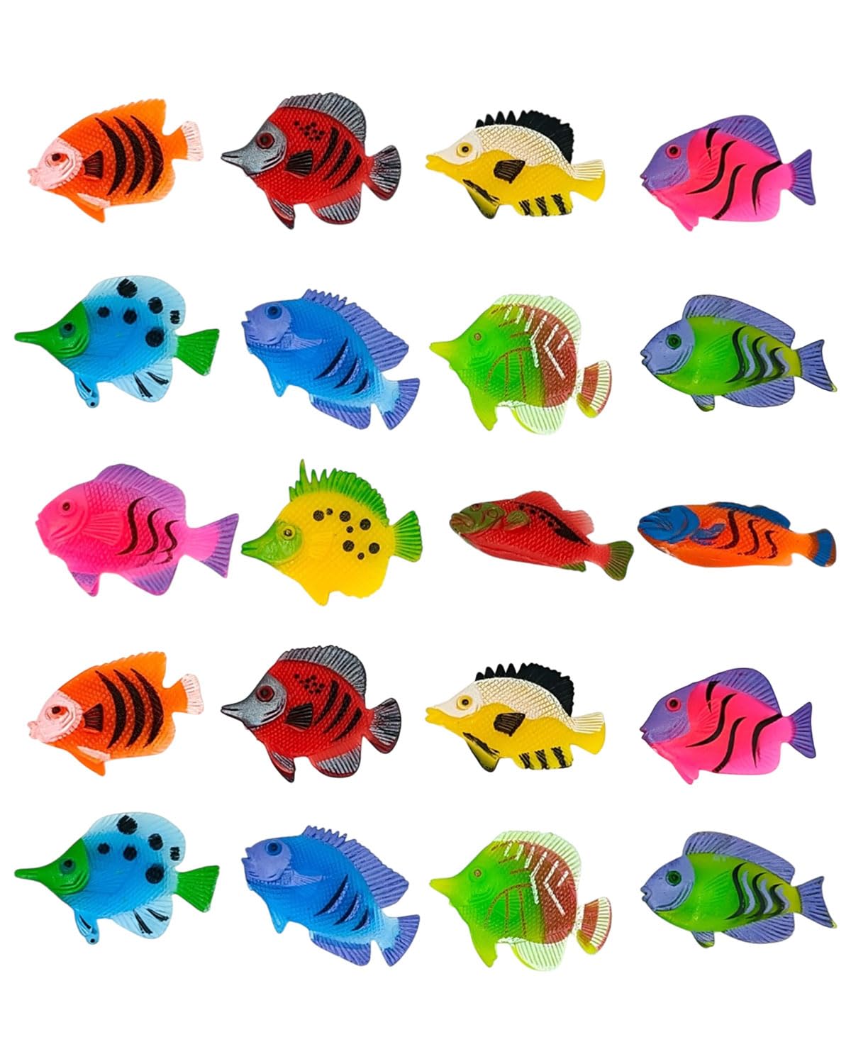 20 PCS Plastica Piccoli Pesci Finti Tropicali Pesce Tropicale Figura in Movimentopesci Galleggianti può Essere Sospeso per la Decorazione di Acquari, Pesce Finto, Stile casuale