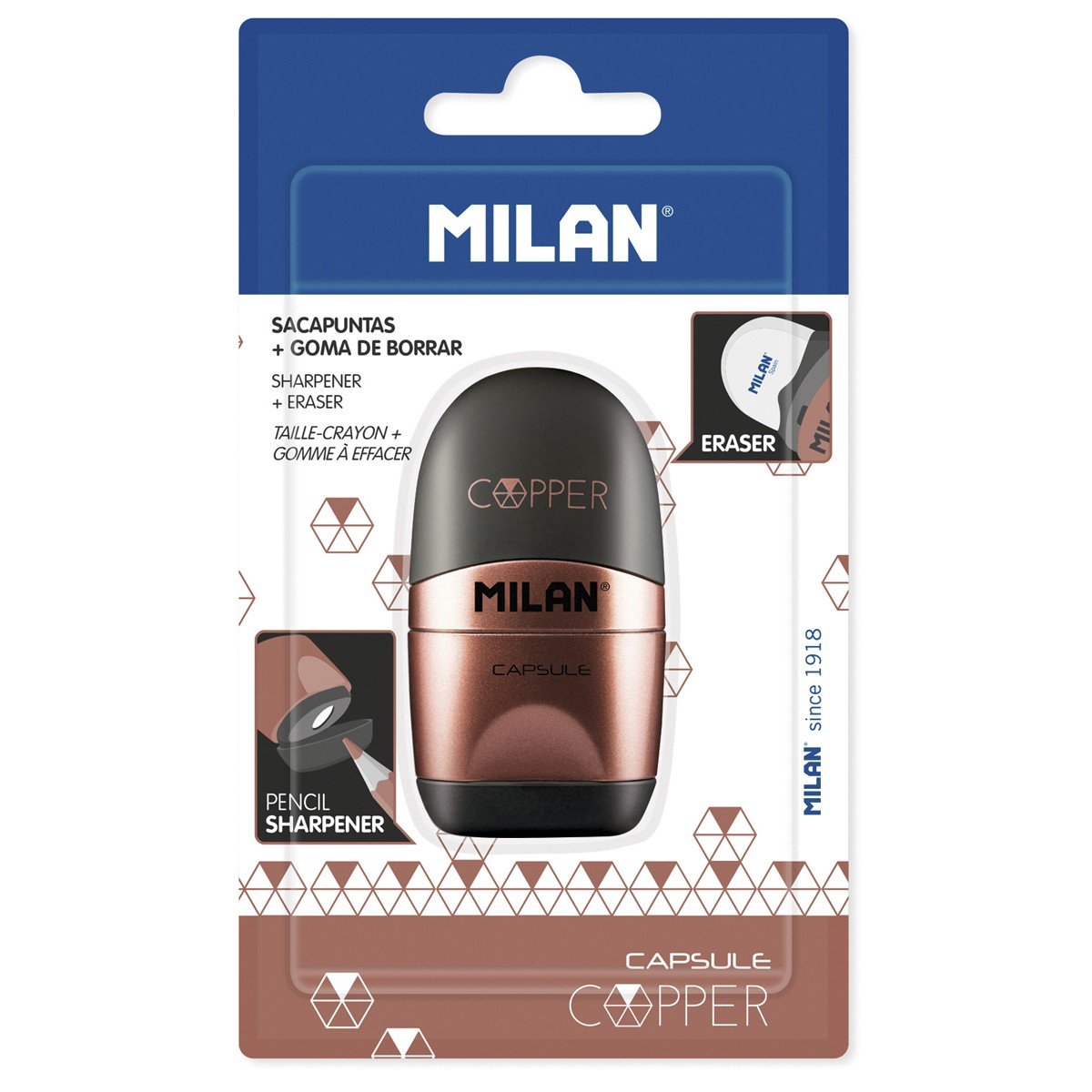 Blister gomme avec taille-crayons CAPSULE Copper rose Blister gomme avec taille-crayons CAPSULE Copper rose