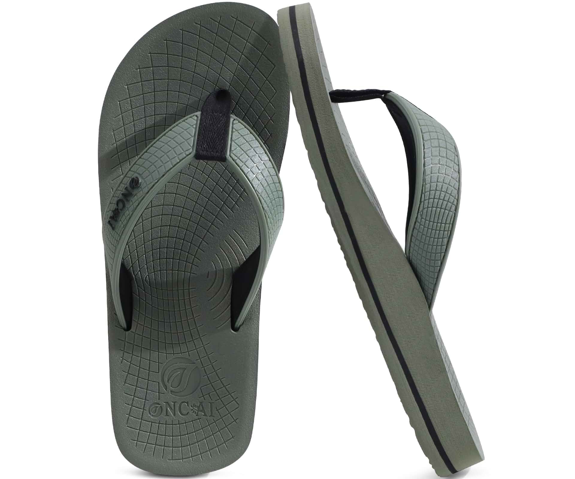 ONCAI Men's Rubber Flip Flops Trendy Summer Beach Pool Shower Sandals with Yoga Mat Non-slip Outdoor Cushion Soles