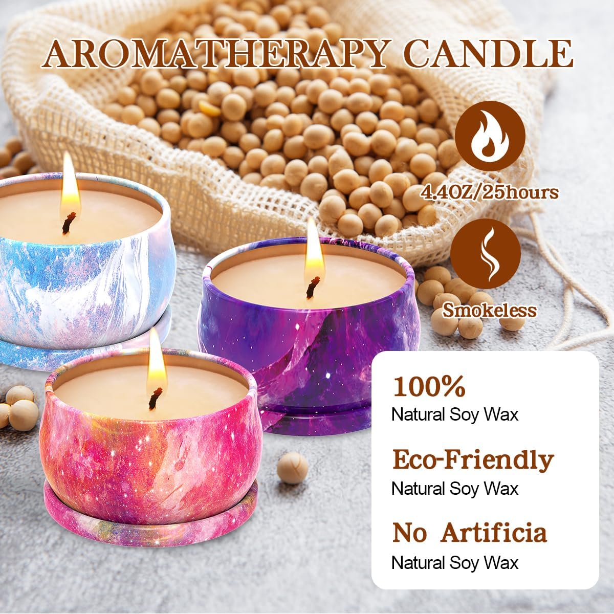 3 Pack Small Decorative Scented Candle Set, Strong Bergamot & Vanilla & San Diego Black Berries, Soy Candles, Non-Toxic, for Home Decor & Aromatherapy, Baby Shower Prizes image 3