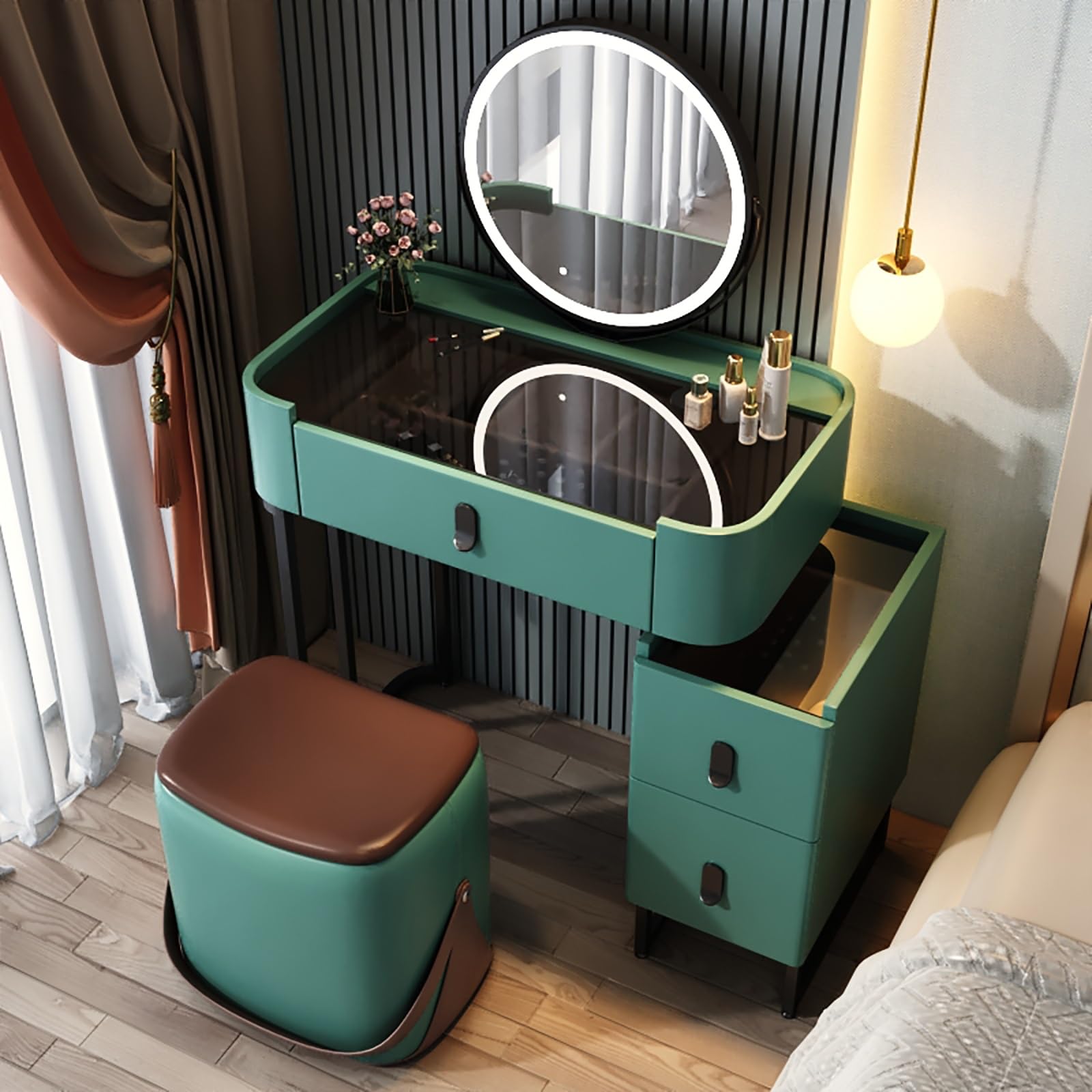 asdchZen Adjustable Brightness White Vanity Desk With Mirror-Wooden Makeup Table For Bedroom & Dressing Room Perfect For Girls & Women'S Beauty Routine.