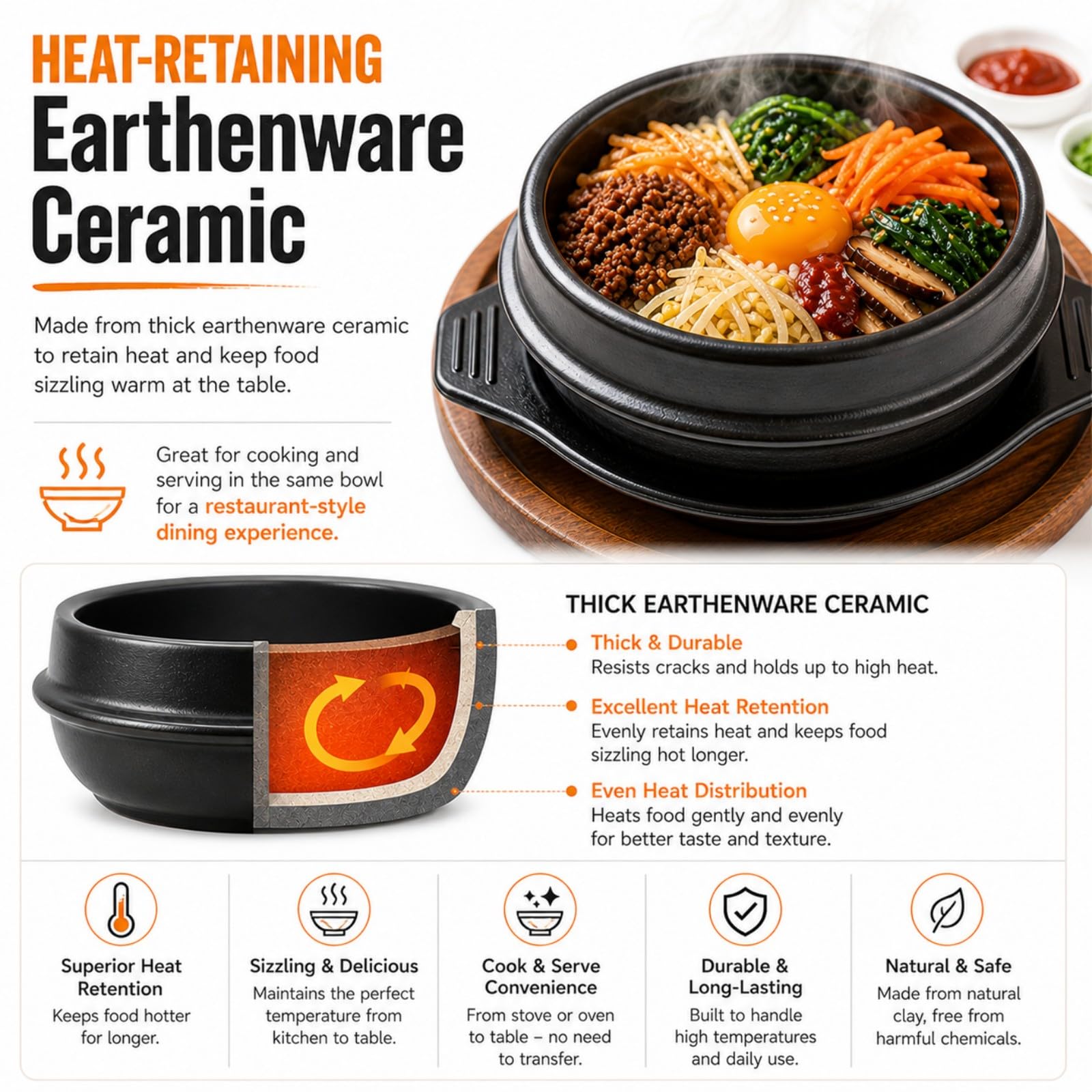 Dolsot Bibimbap miska z kamionki koreańska garnek ceramiczny Donabe Ttukbaegi 800 ml