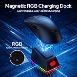 Redragon M999 Souris de jeu sans fil, souris Tri-Mode avec RGB Dock de charge magnétique, 45000 DPI MAX Réglable, 4 Boutons programmables, conception ergonomique pour PC Ordinateur portable Mac