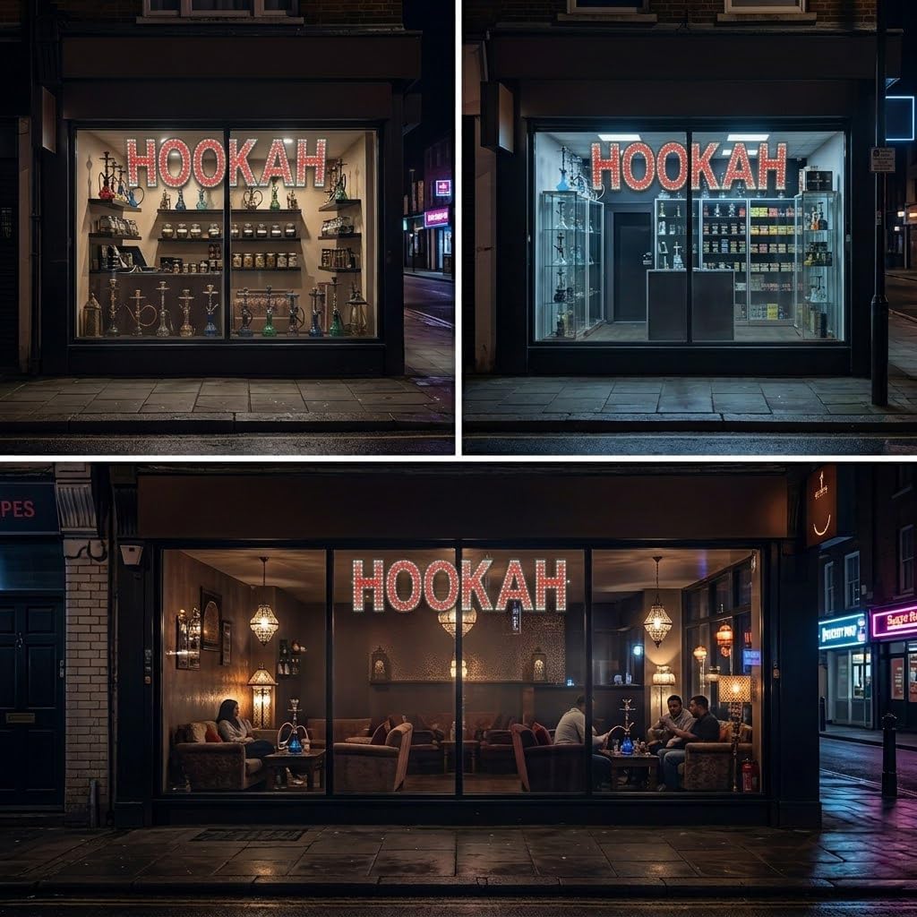 EPL HOOKAH RED, LED 2G Blinking Sign, Eye-catching sign, Super Bright, 8"x30" Remote, Smoke Shop Business decor, Storefront display
