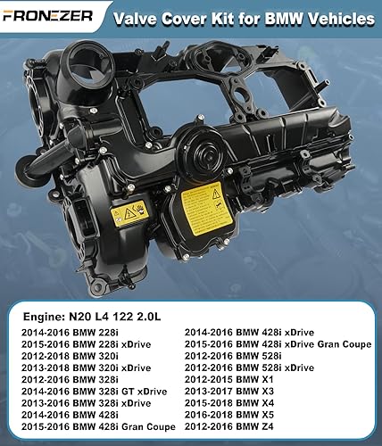 Miniatura 4 de Kit de tapa de válvula de motor N20 con junta, pernos y tapa de llenado de aceite compatible con BMW 228i 320i 328i 328i 328i GT xDrive 428i 528i X1