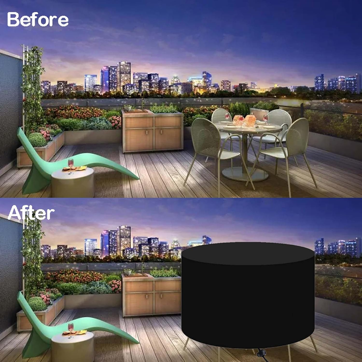 Garden Furniture Covers Round 51x35in, Patio Table Covers Waterproof Circular, Outdoor Furniture Covers Waterproof Table, 420D Heavy Duty Tear-Resistant Protective Covers