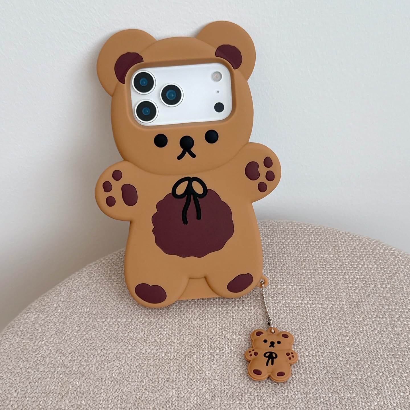 Case for iPhone 17 Pro Cute Kawaii 3D Cartoon Brown Bear Soft Silicone Bumper Shockproof Cover Protective Case for Kids Girls image 2