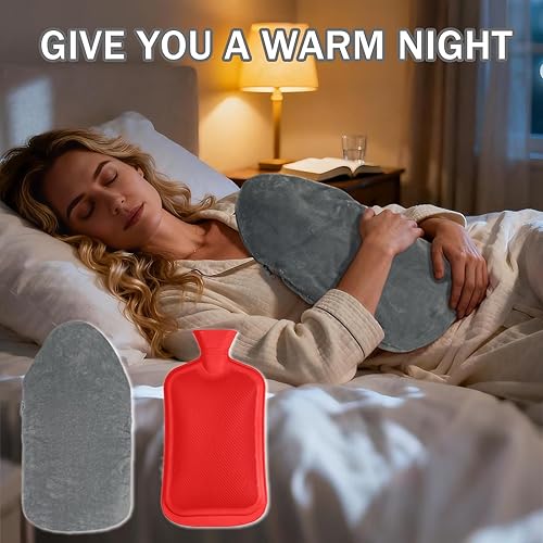 Miniatura 6 de Botella de agua caliente con tapa, bolsa de agua caliente de 3 L, botellas de agua caliente de goma para aliviar el dolor, compresa fría y caliente,