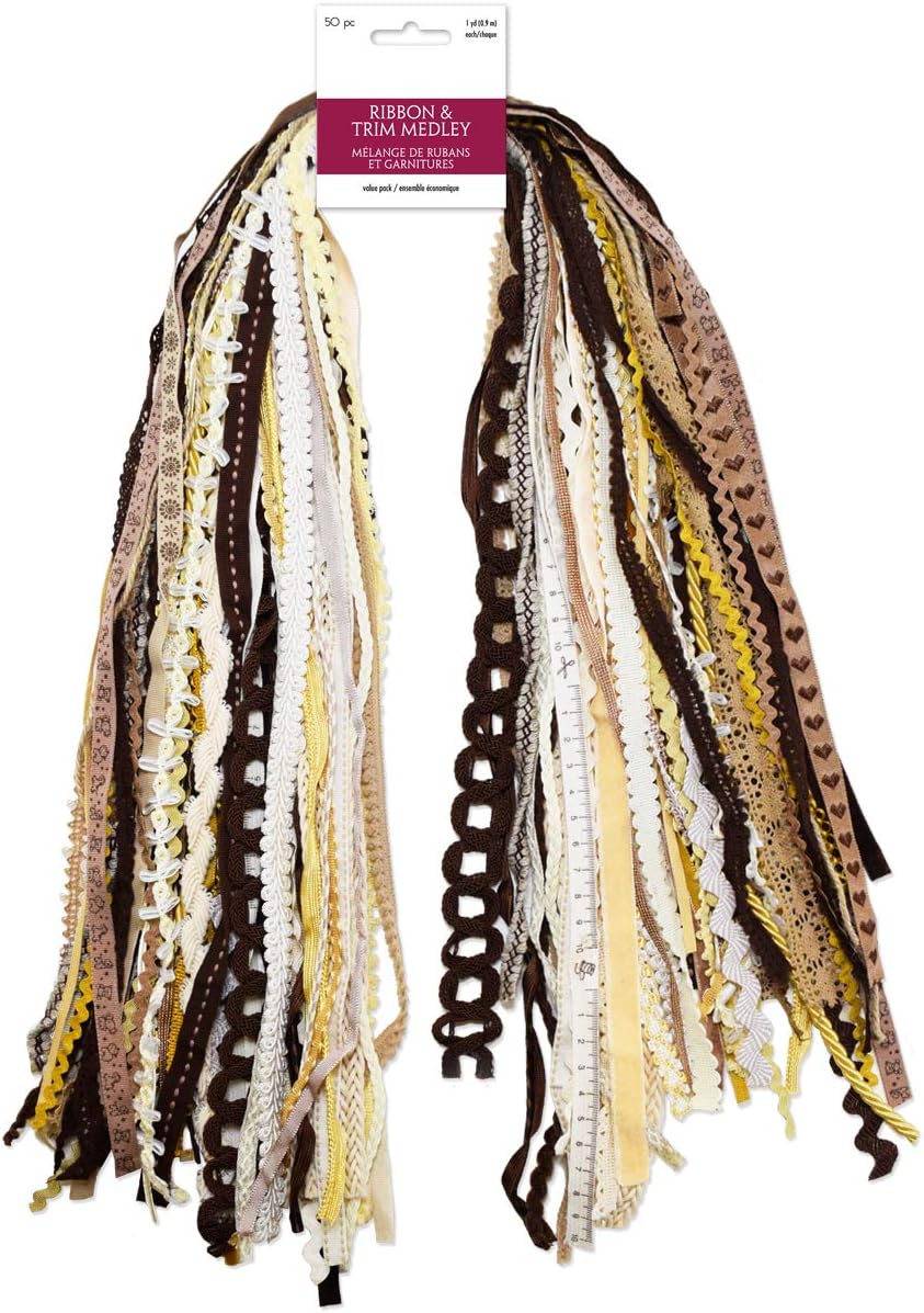 Ribbons for Crafts Wrapping Ribbon Fabric Ribbon Hair Ribbons for Girls Craft Ribbon Decorative Ribbon Fabric Trim Bow Making Supplies Bow Ribbon Trim Assorted Ribbon Approx 30 Yards - Natural