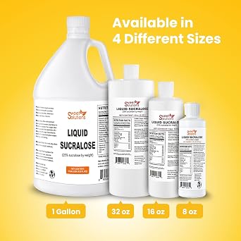 Concentrated Liquid Sucralose Sweetener, 25% Concentrated Sugar Alternative, 1 Gallon. Bulk for Drinks, Food, and Pastries, Zero Calories and No Carbs (1- Pack)