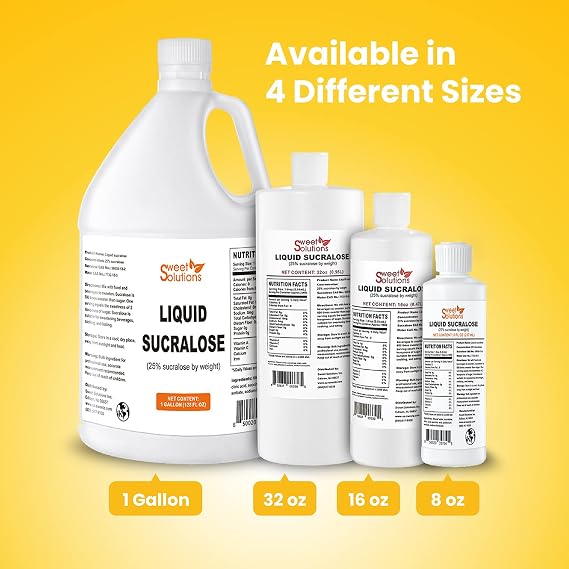 Concentrated Liquid Sucralose Sweetener, 25% Concentrated Sugar Alternative, 1 Gallon. Bulk for Drinks, Food, and Pastries, Zero Calories and No Carbs (1- Pack)