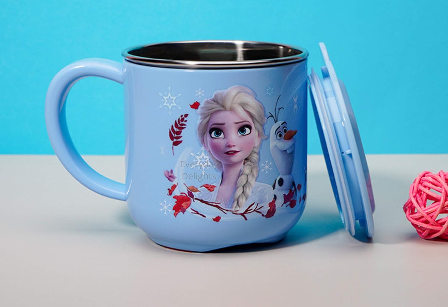 Frozen Elsa Anna Blue ABS Stainless Steel Cup with Lid, 250ml - Image 2
