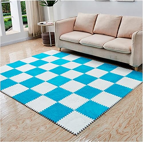 Miniatura 10 de 10 alfombrillas de espuma de rompecabezas de felpa, suaves y esponjosas, 10 azulejosalfombras de área de 9.7 pies cuadrados, cuadrados de alfombra