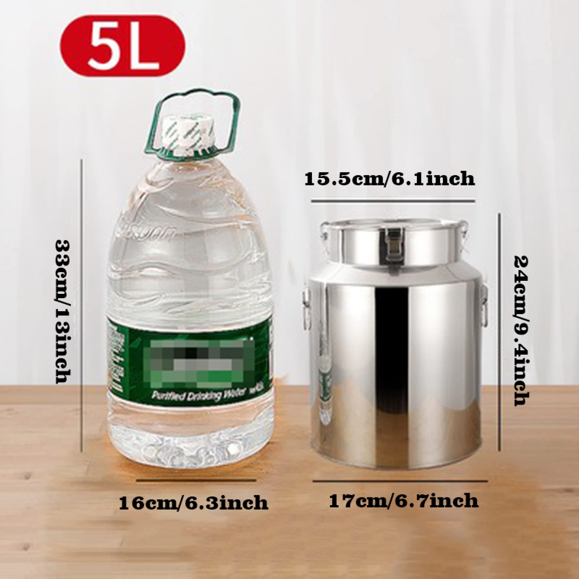 Mleko rolnicze, wytrzymałe wiadro ze stali nierdzewnej do wina, mleka, 5 l, 9 l, 14 l lub 18 l, butelka na mleko, beczka na olej, pojemnik na herbatę z kranem (bez kranu-9L)