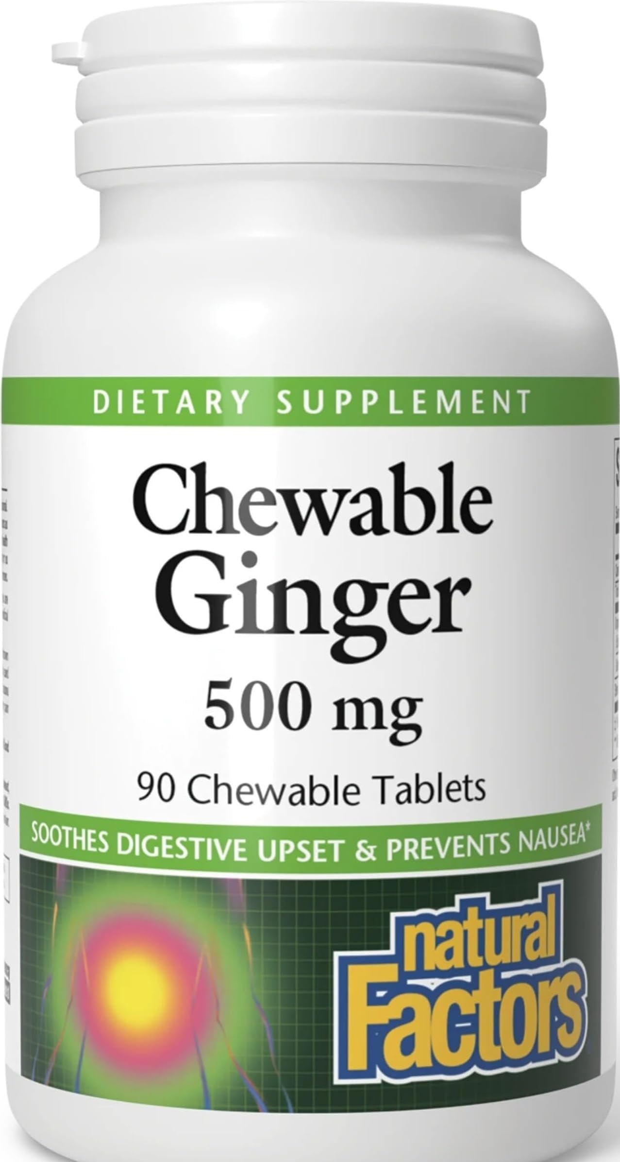 Chewable Ginger 500 mg for Digestive Support*, 90 Tablets | Digestive Health Support Supplement with Organic Ginger Extract to Support Stomach Health & Occasional Indigestion or Nausea*