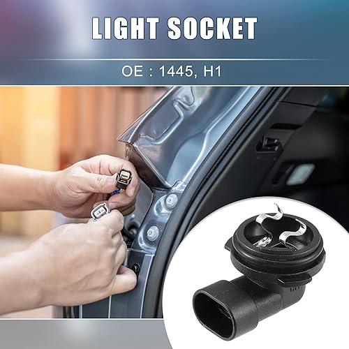 Miniatura 2 de Soporte de bombilla antiniebla Socket 1445 H1 para vehículo de automóvil de plástico negro