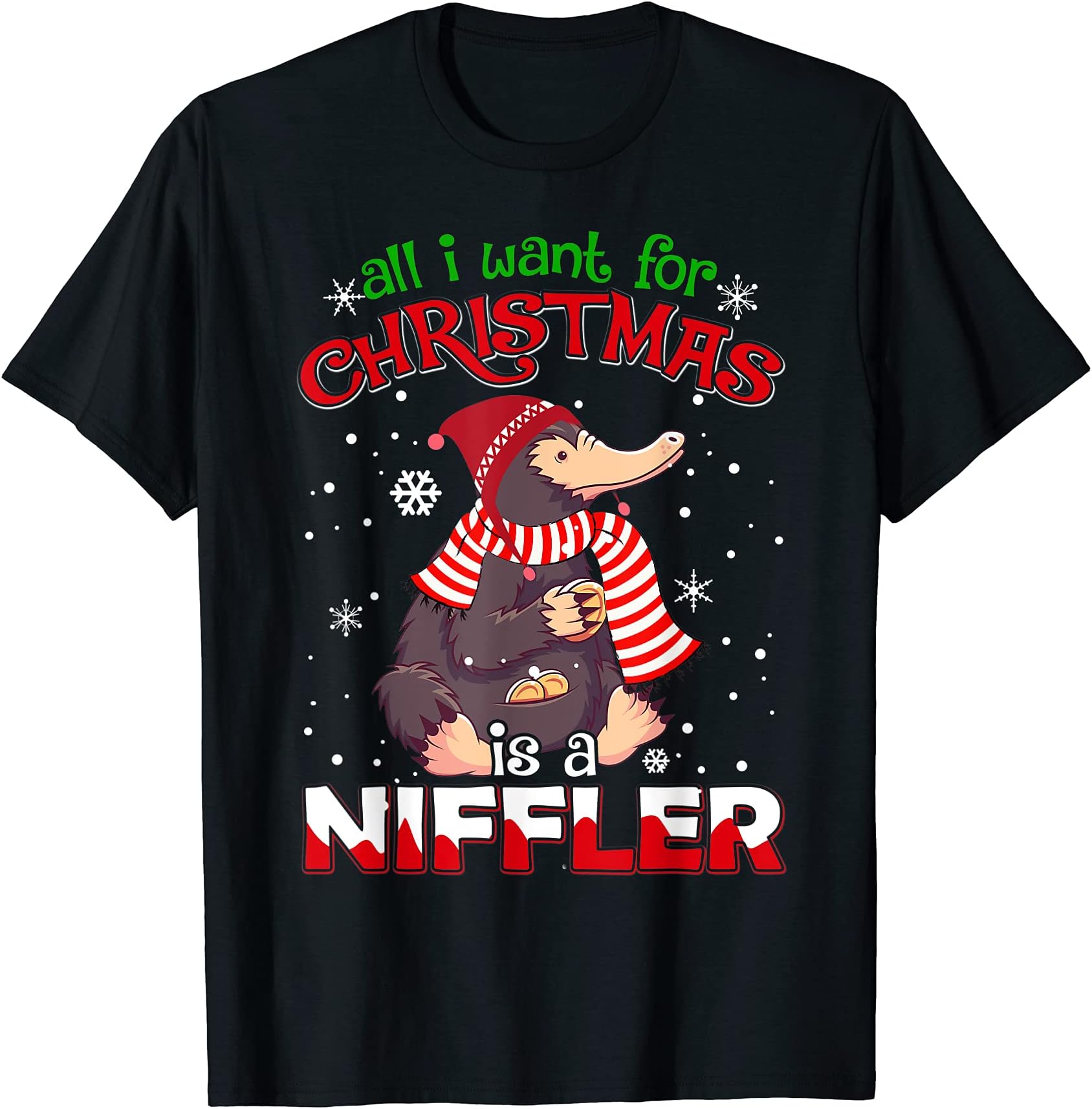 ALL I WANT FOR CHRISTMAS IS A NIFFLER WOMEN MEN KIDS XMAS T-ShirtOEKO-TEX STANDARD 100