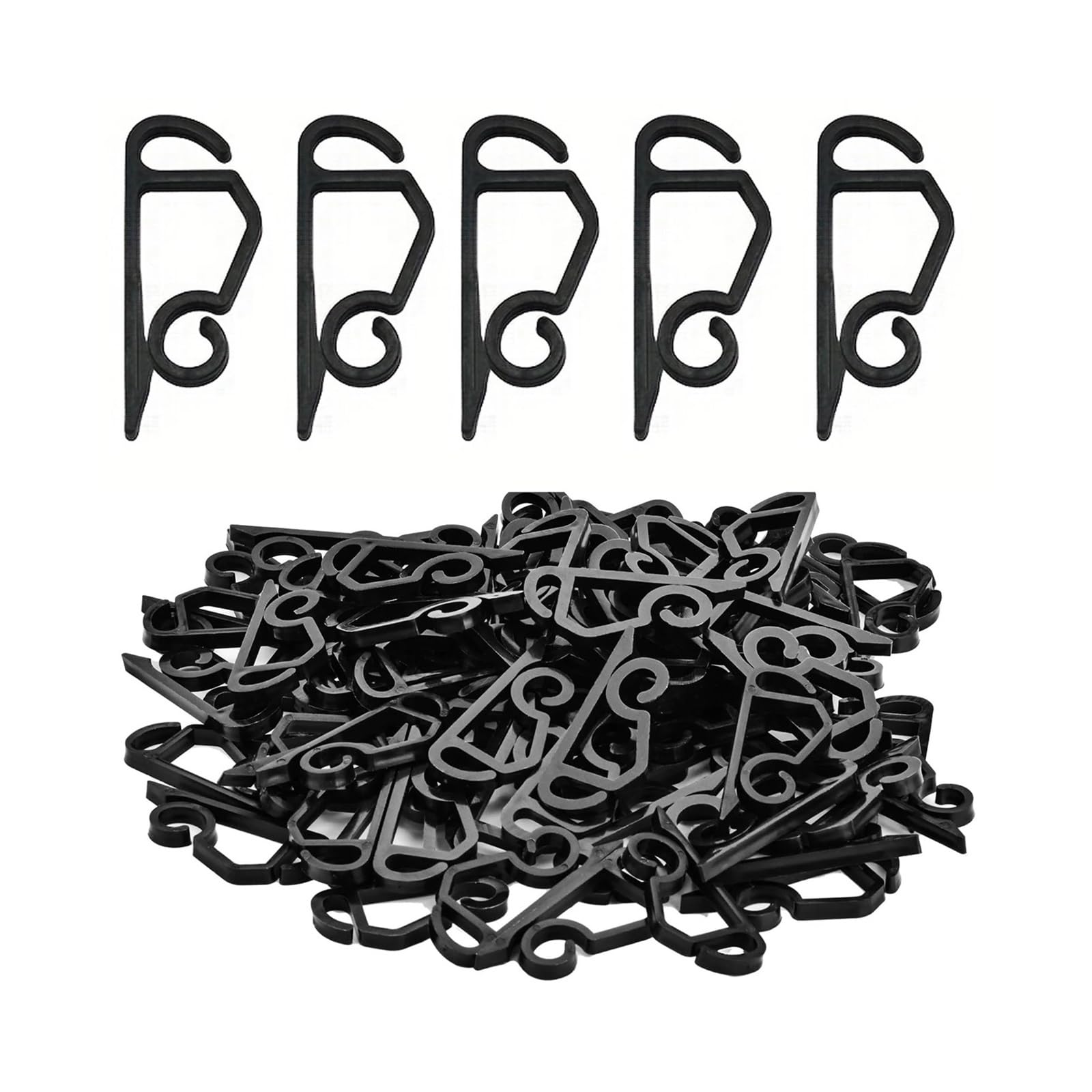 FJQFHH Gutter Hooks Shape, Outdoor Light Hook Holiday Clips Mini Hooks Plastic Gutter(Black,60pc)