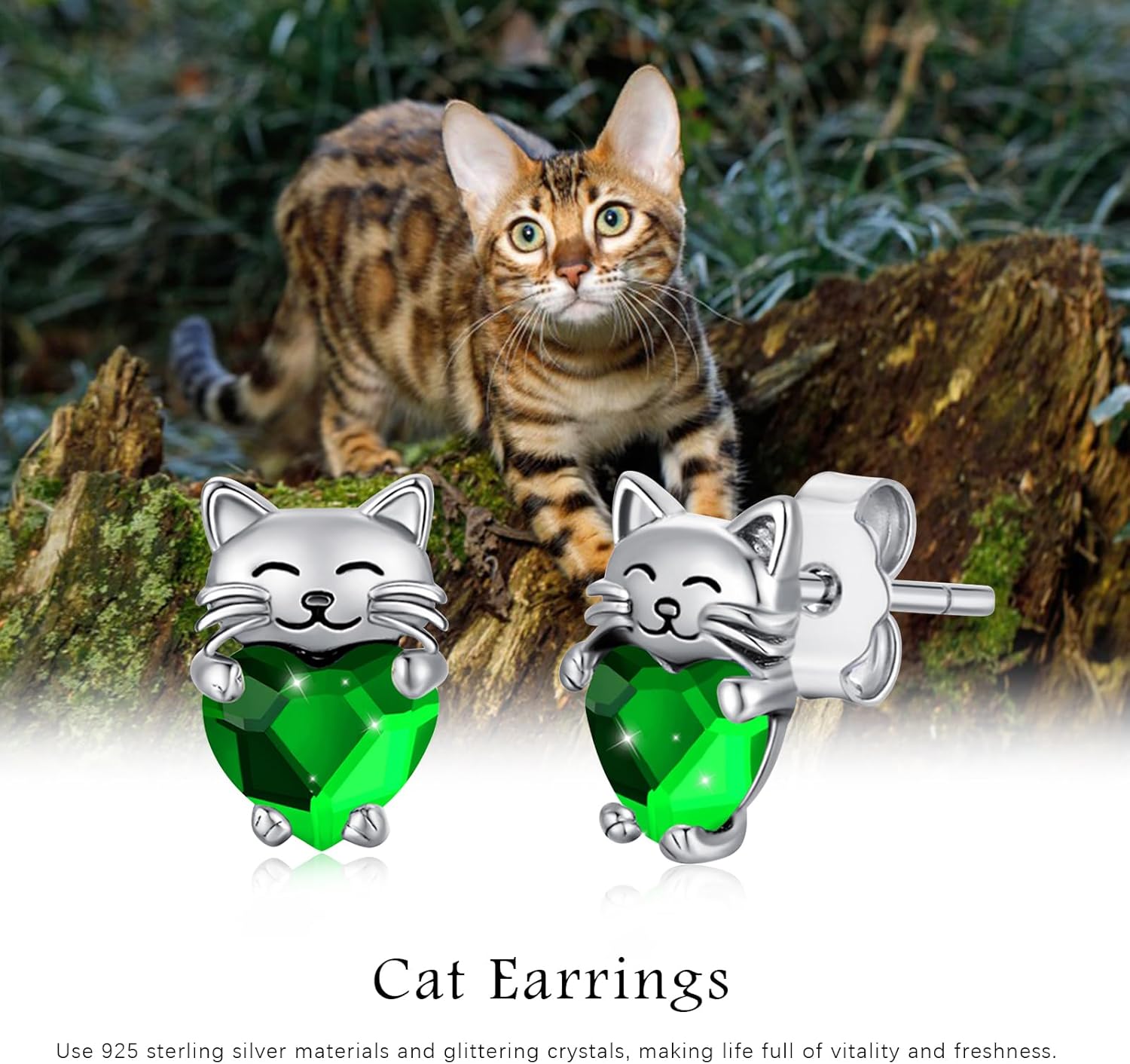 Cat Earrings 925 Sterling Silver Cute Pet Kitten Stud Earrings Cat Jewelry Gifts for Women Hypoallergenic Earrings for Sensitive Ears