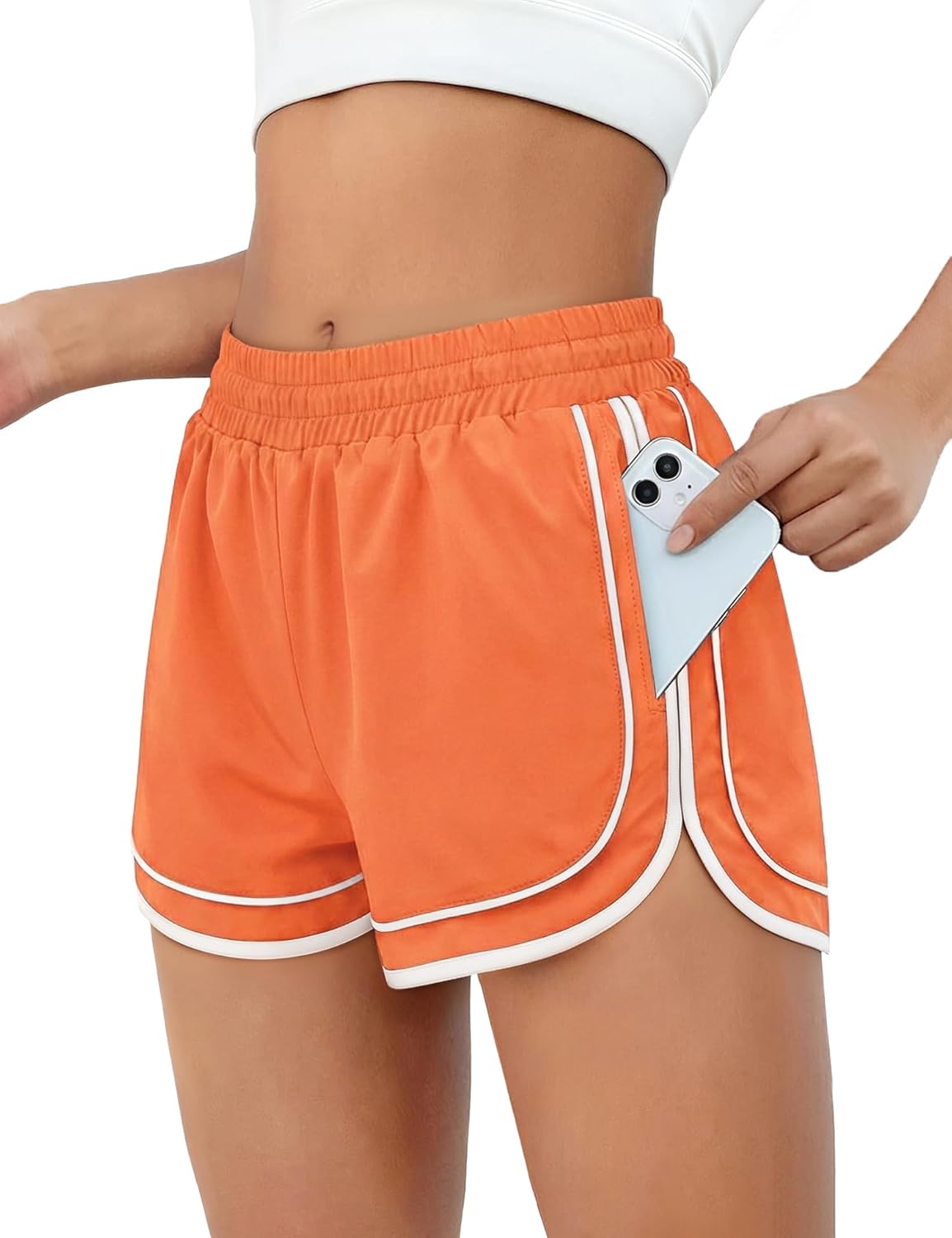 Chunpin Women's Athletic Shorts Waterproof Running Shorts Quick Dry Sporty Shorts Gym Workout Shorts with Pockets