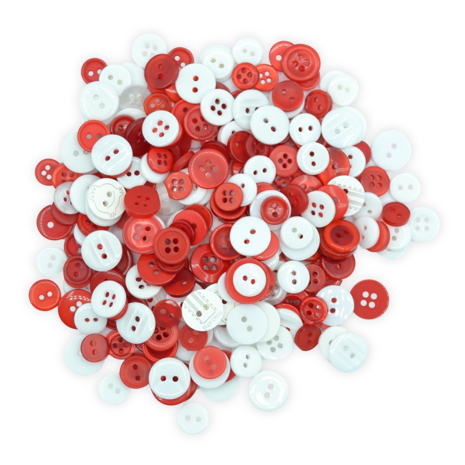 celloexpress Red & White Tiny Buttons - Mixed Colours Small Sizes Mini Crafts Sewing Card Embellishments (Pack of 500g) โ image 1