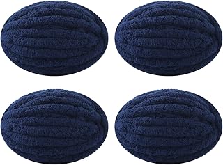 Chunky Yarn for Hand Knitting, No7 Thick Yarn, 250Grams 32Yards, Pack of 4, Perfect for Knitters and Crafters (Navy Blue)