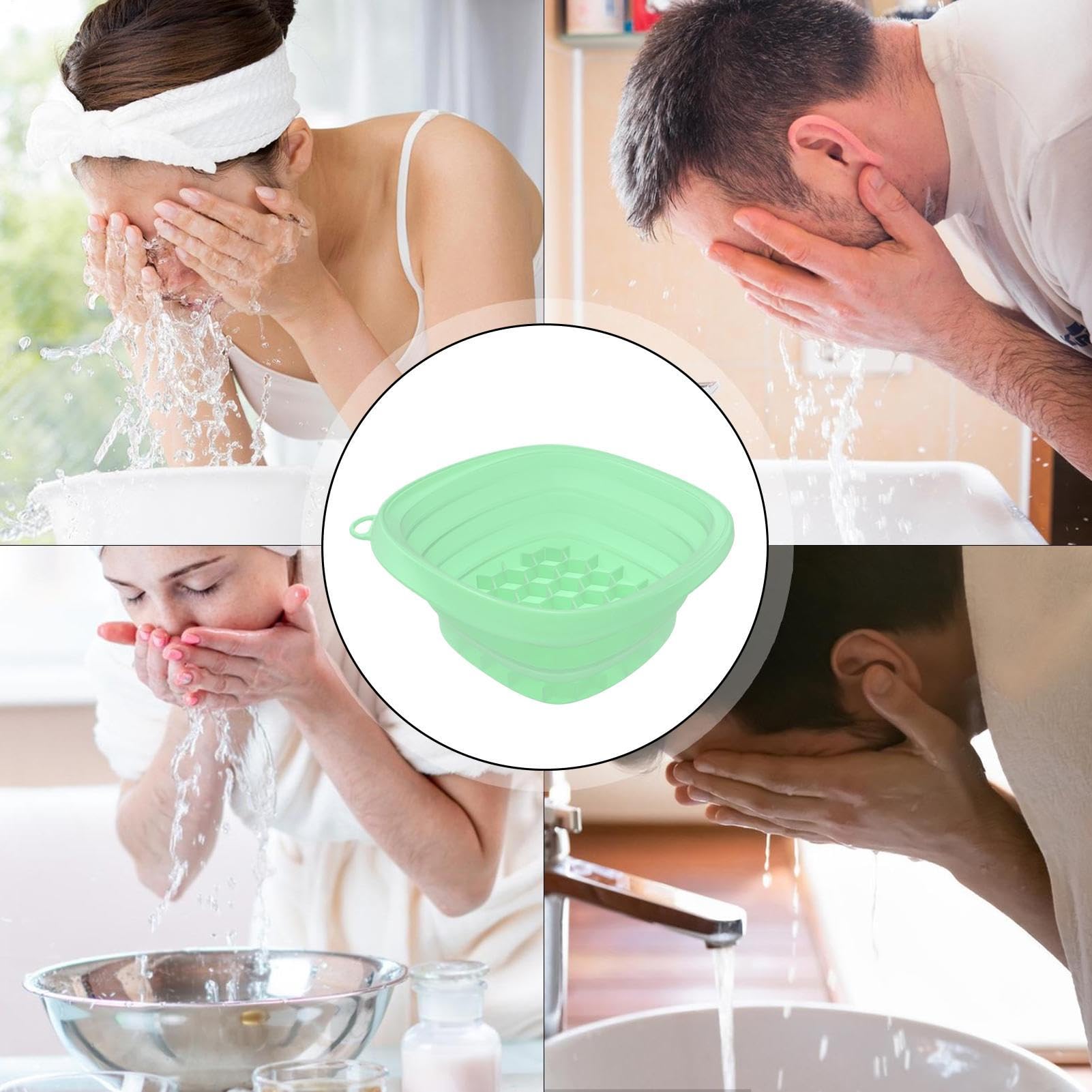 Genérico Cuenco Facial Para Hielo - Baño Frío Facial para Rostro - De Silicona Con Bandeja Integrada Para Cubitos Plegable Para Cuidado De La Piel Spa Y Hogar