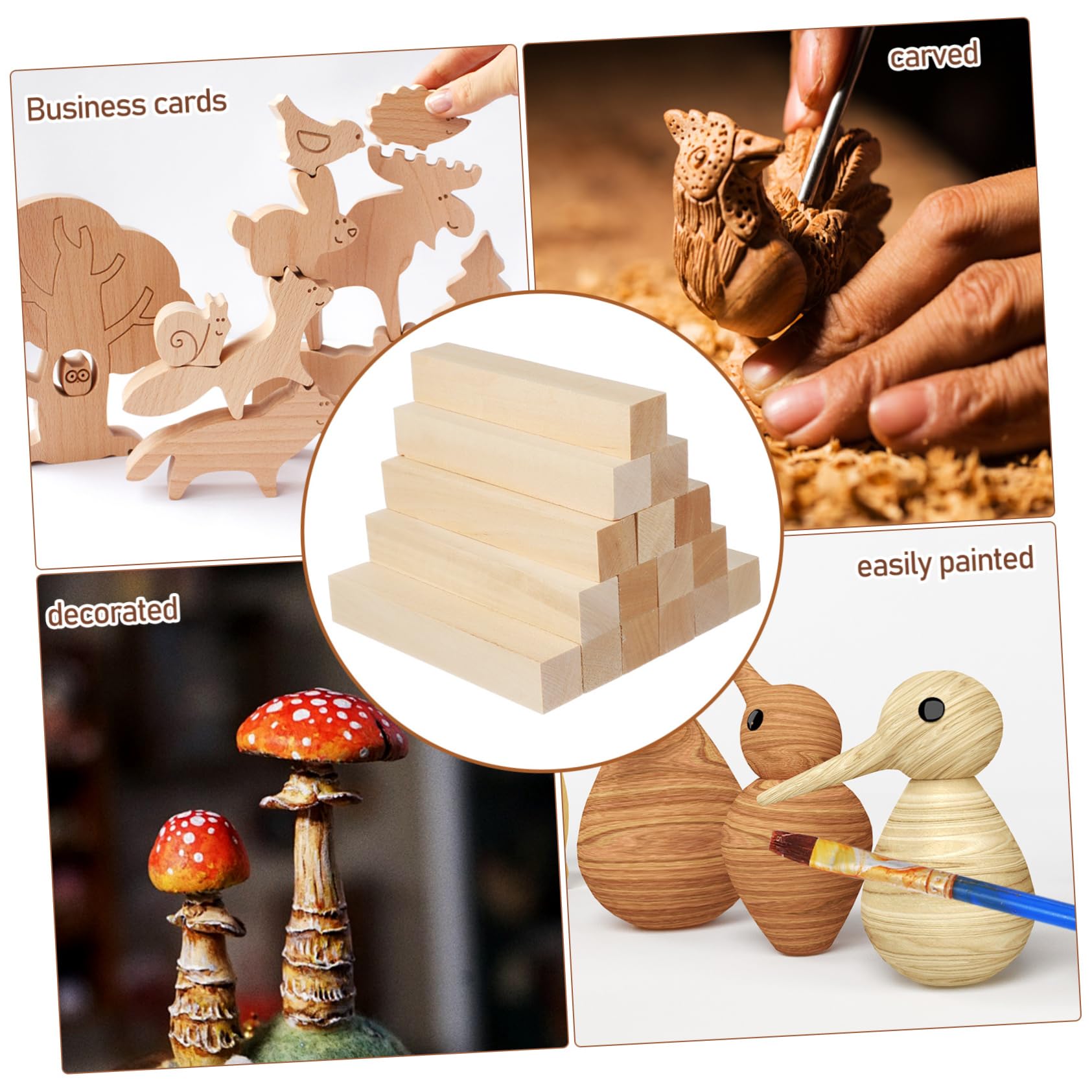 16piezas Varillas Cuadradas De Madera Natural Sin Terminar Para Manualidades y Proyectos De Bricolaje