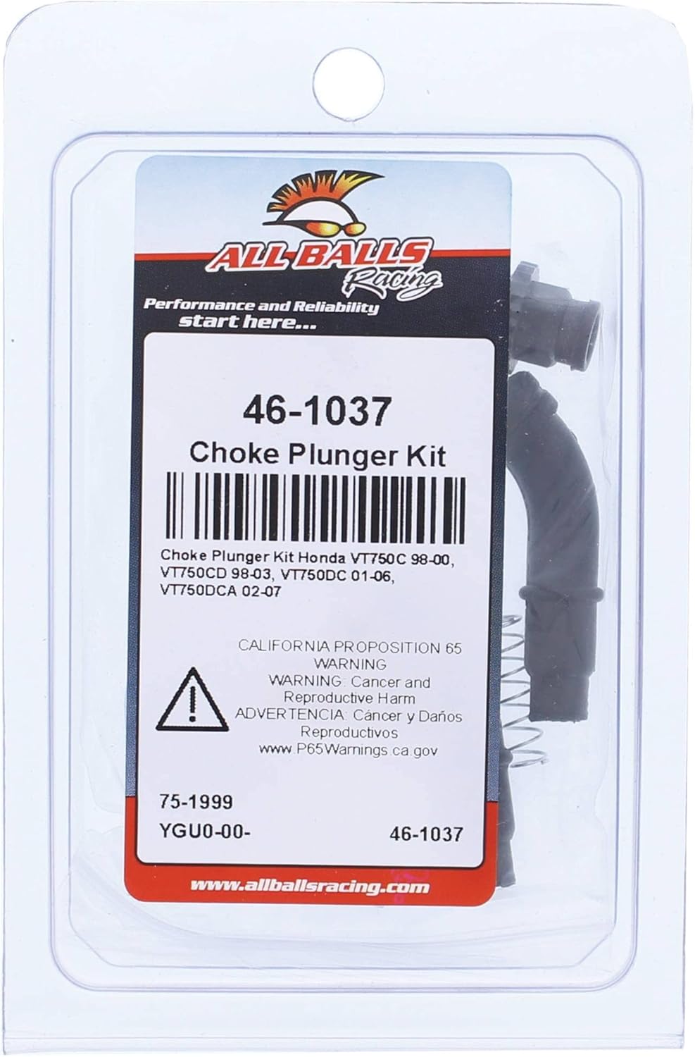All Balls Choke Plunger Kit 46-1037 Compatible With/Replacement For Honda VT750C 1998-2000, VT750CD 1998-2003, VT750DC 2001-2006, VT750DCA 2002-2007