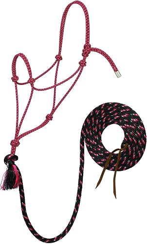 Weaver Leather Silvertip No. 95 Rope Halter with 12' Lead, Average, Black/Gray/Red