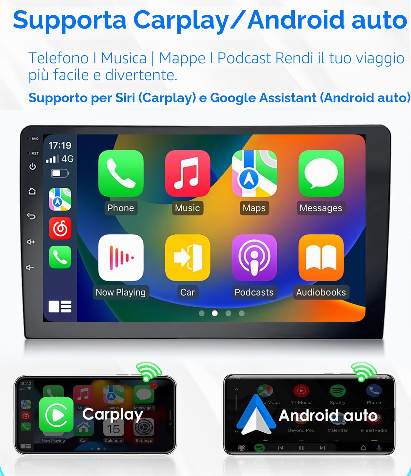 Autoradio Android con navigazione GPS, Carplay, audio stereo autoradio per VW Load UP 121, 122, BL1, BL2/VW UP! 121, 122, 123, BL1, BL2, BL3/VW UP!/Citigo E-Citigo AA NF1 NE1 RCD215