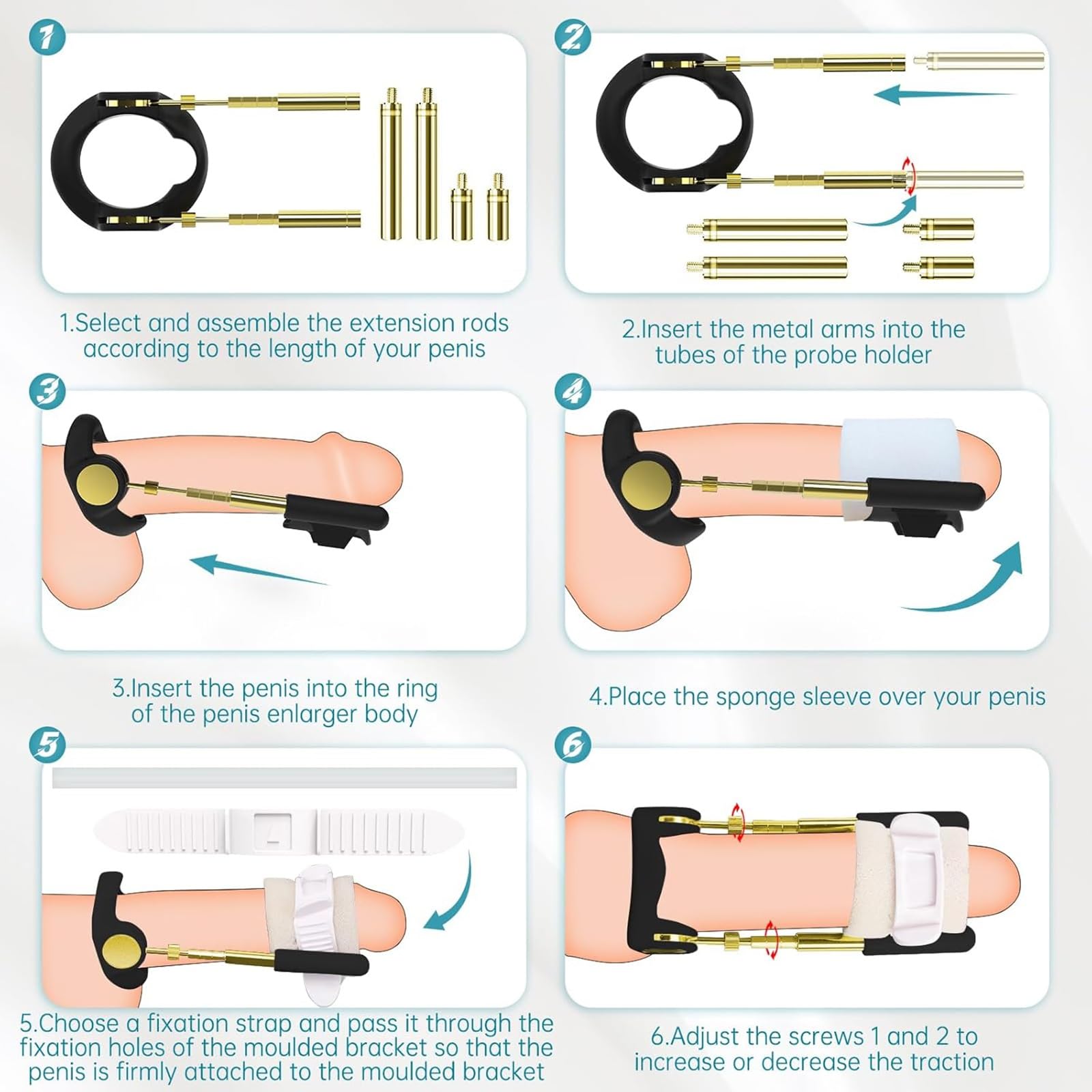 Kit de bomba de pene extensor, dispositivo estiramiento ajustable for alargamiento pene, juguetes sexuales portátiles for hombres, dispositivo tracción agrandamiento, juguetes y juegos sexuales