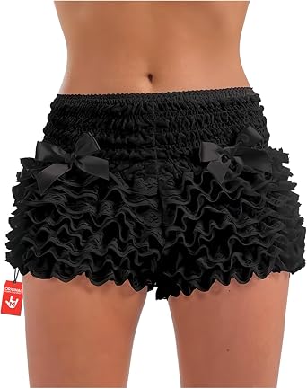 Fun Shack White Ruffle Shorts, Women Bloomers Shorts, Lace Ruffle Bloomer