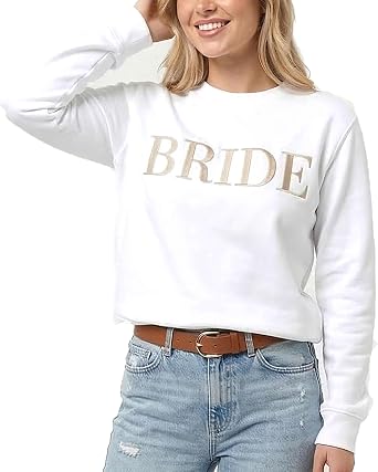 Embroidered BRIDE Sweatshirt, White | Premium Bride Outfit for Honeymoon, Bridal Party | Bachelorette Party, Wedding Gifts