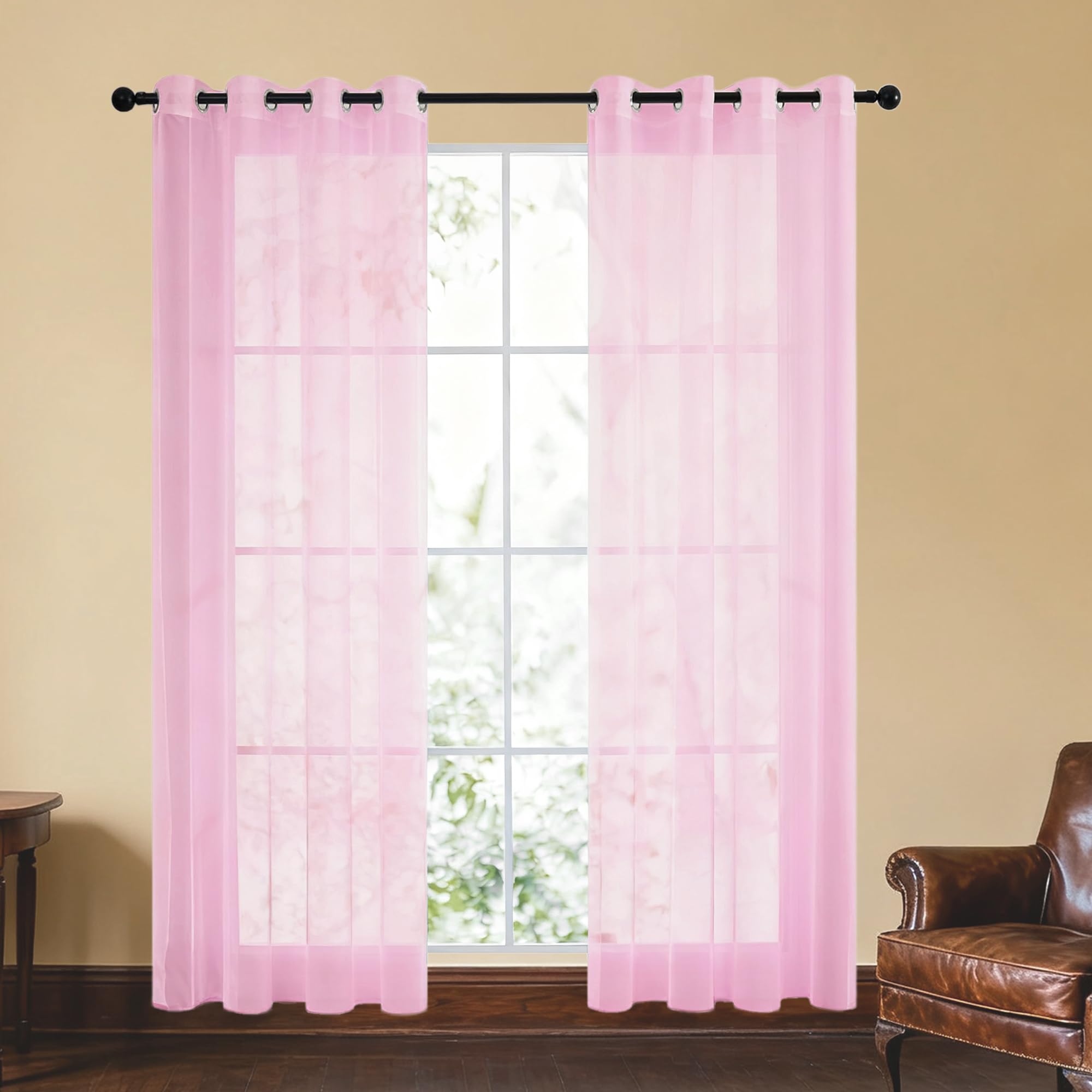 Rideaux voilages rose 160x240 semi transparent esthétiques