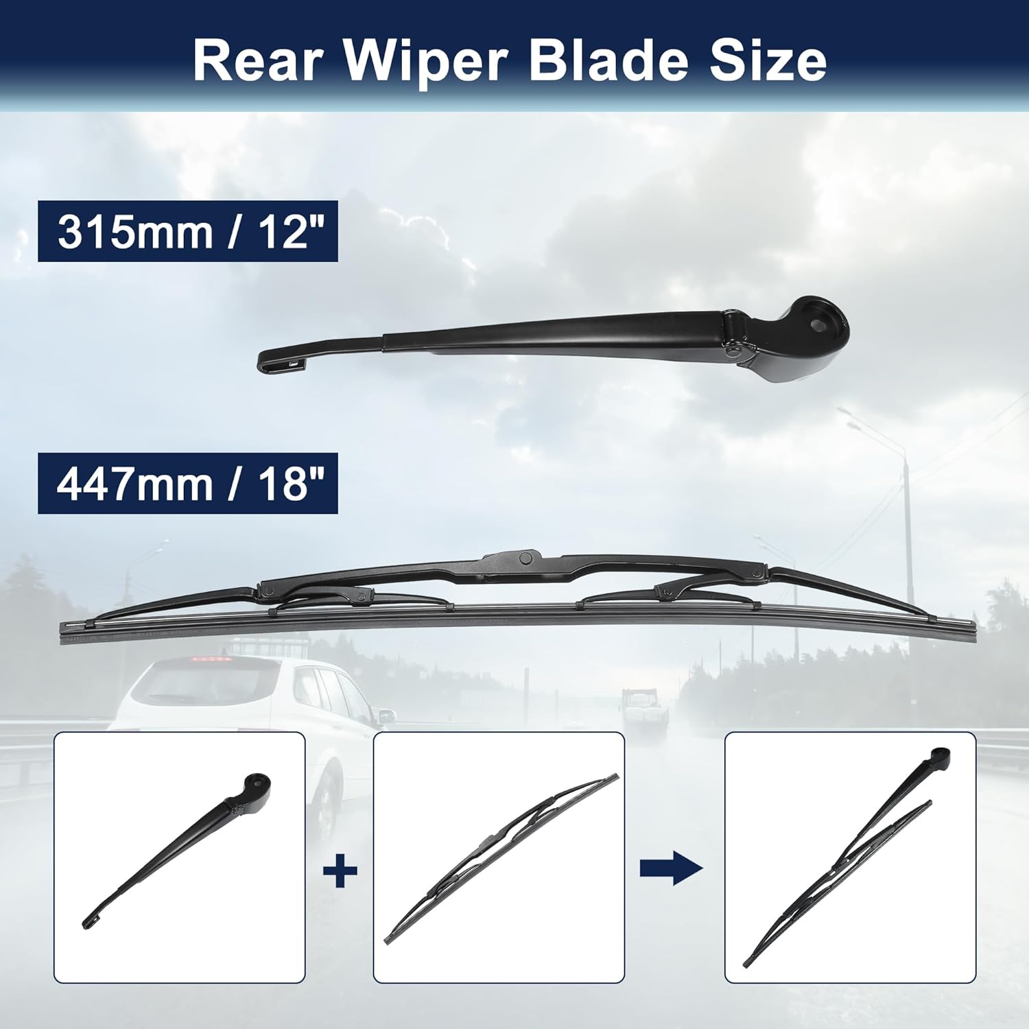 X AUTOHAUX Rear Windshield Wiper Blade Arm Set for BMW X5 E53 1999 2000 2001 2002