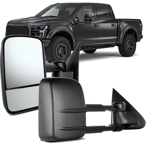 OCPTY Towing Mirror, Power Towing Mirror For 1997-2003 For Ford For F150 1997-1999 For Ford For F250 2004 For Ford For F150 Heritage With Black Housing