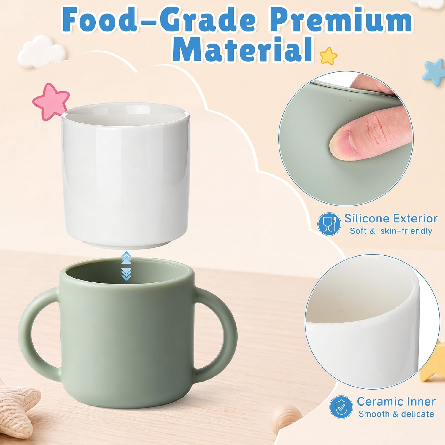 2 Pack Open Toddler Cups 2-in-1 with 2 Handles, 7.6oz image 4