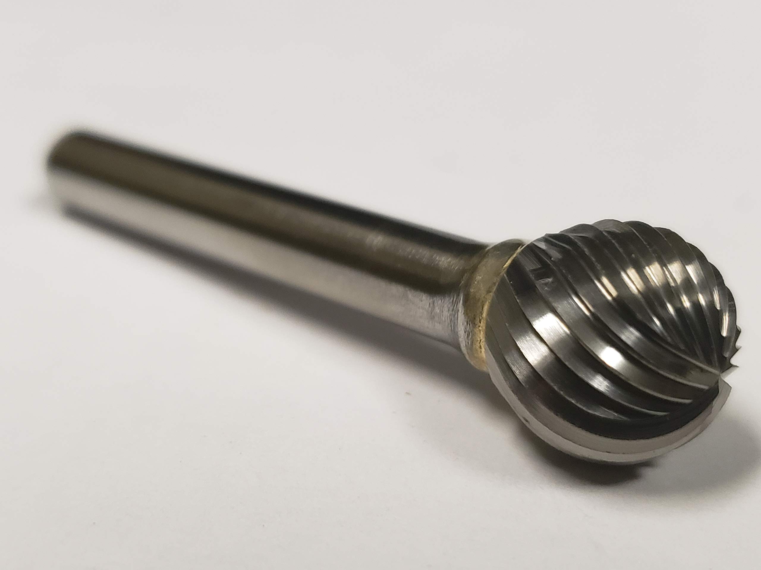 Cobra Carbide 10599 Micro Grain Solid Carbide Regular Length Burr with Ball End, Single Cut, Shape D SD-2, 1/4" Shank Diameter, 5/16" Head Diameter, 1